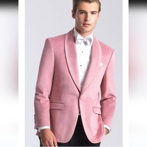 Allure Men Dusty Rose Pink Velvet Slim Fit Jacket Size 40S/0